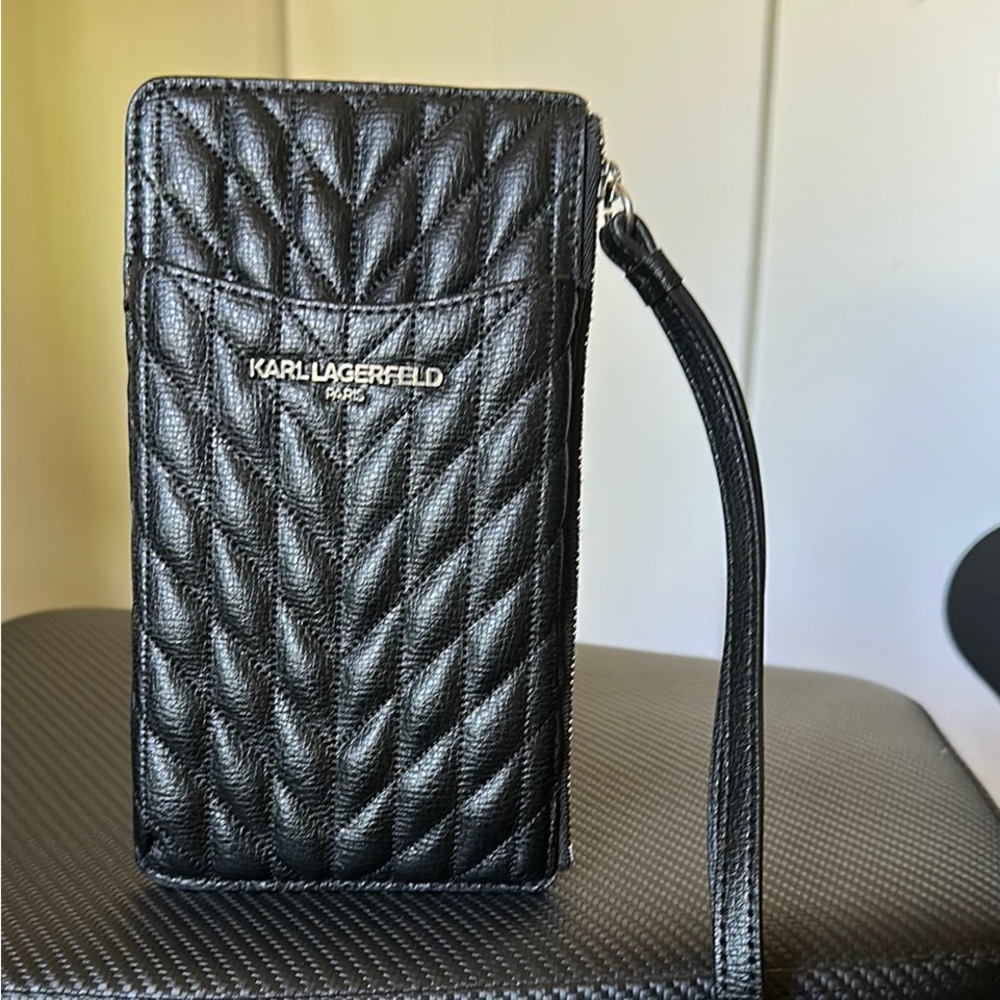 Karl Lagerfeld Black Quilted Wristlet